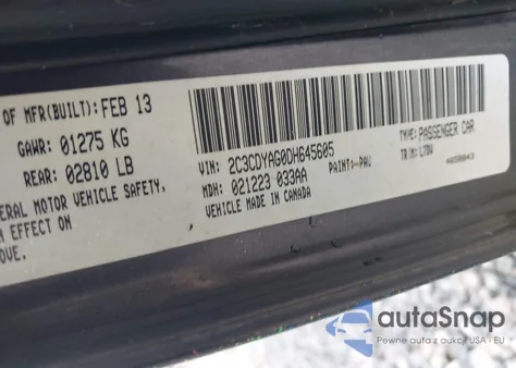 2013 Dodge Challenger Sxt z USA, uszkodzony, nr VIN 2C3CDYAG0DH645605